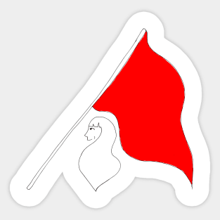 Girl with Red Flag Sticker